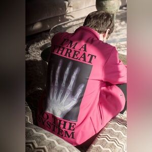 Pleasures Xray Threat to The System Pink Coaches Jacket size Small